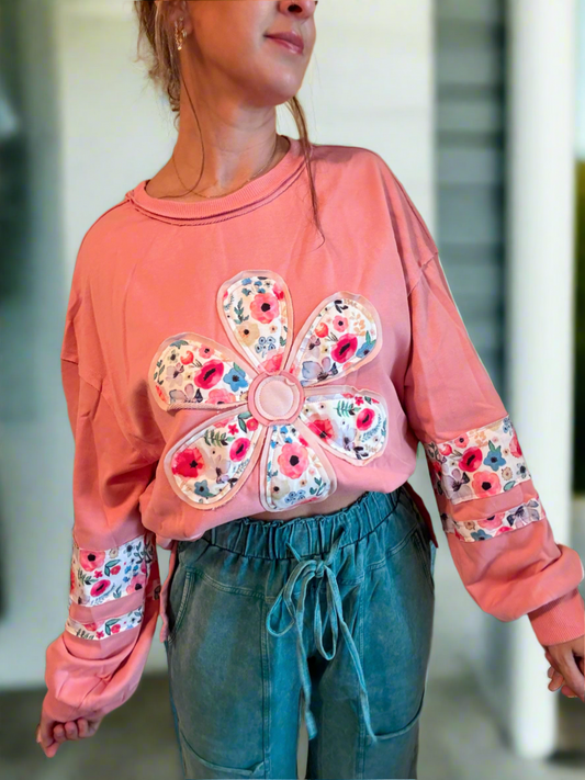 Flower Patchwork Pullover