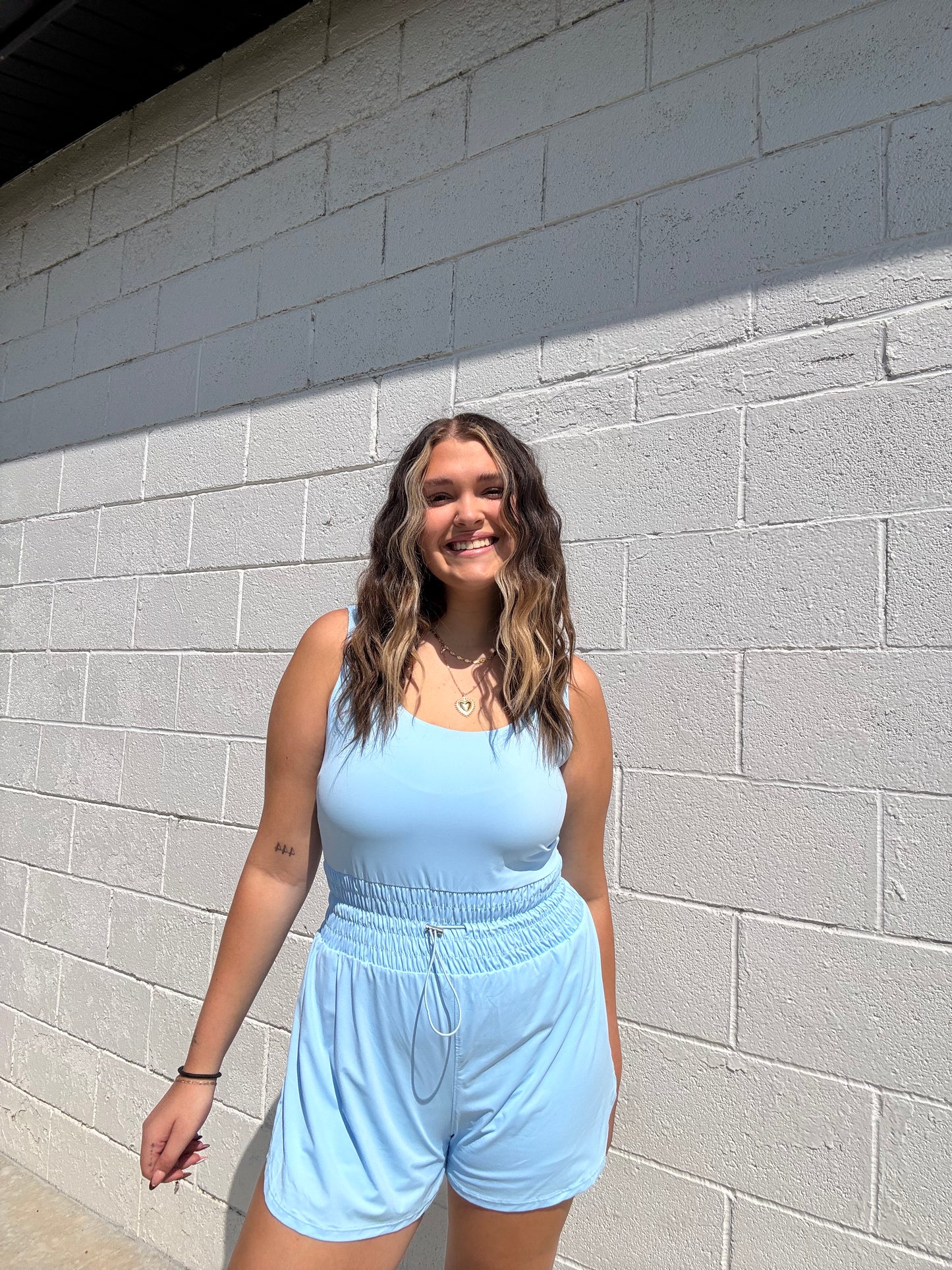 Blue Cinched Romper