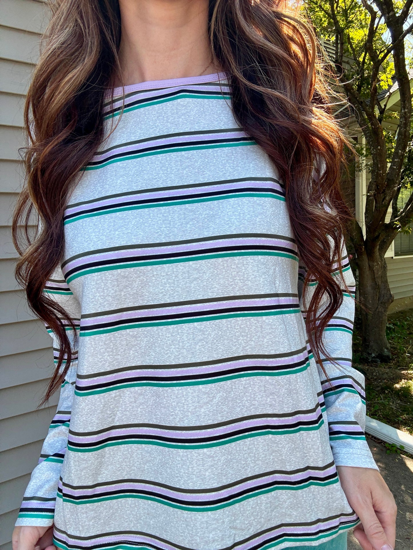 Oversized Striped Long Sleeve Top