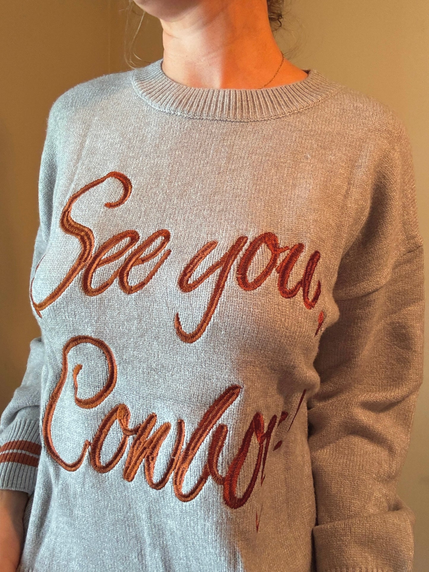 See You Cowboy Embroidered Sweater