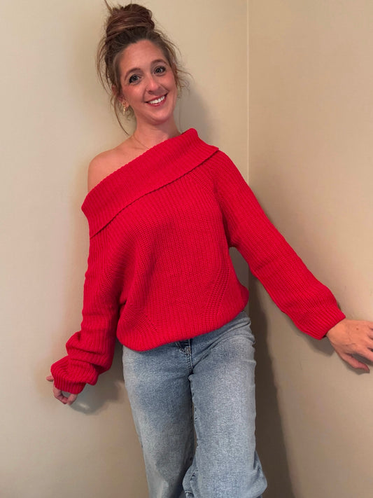 Off-The-Shoulder Knit Sweater