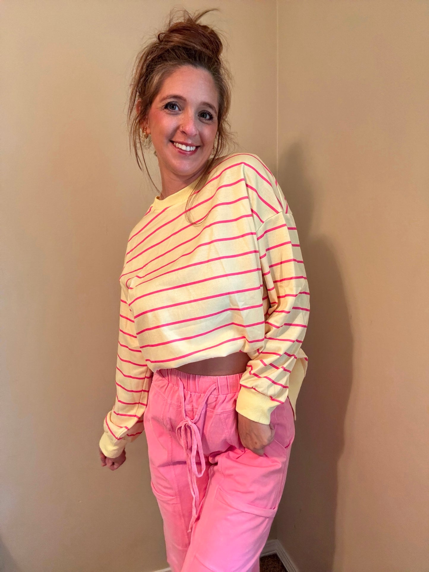 Yellow Cross Back Pullover