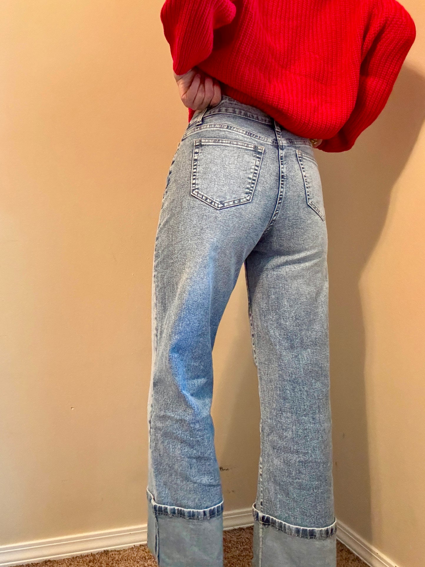 Cuffed Medium Wash Jeans