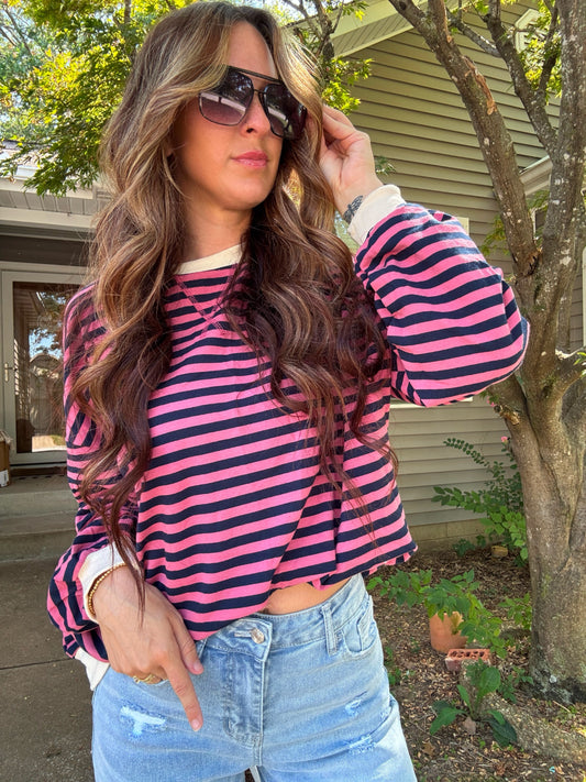 Stripe Contrast Sweatshirt