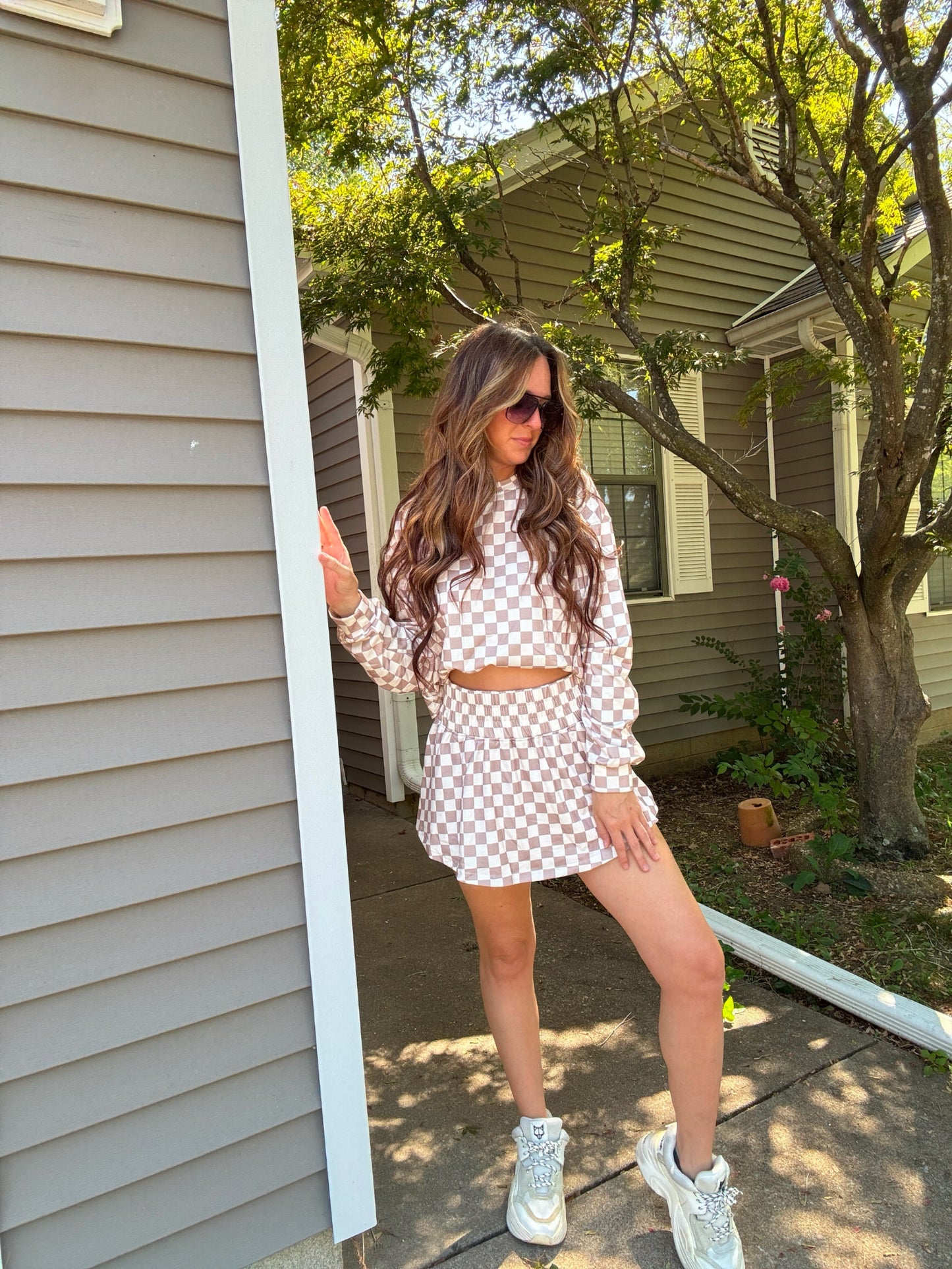 Beige Checkered Set