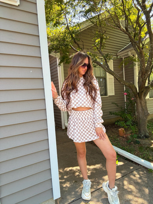 Beige Checkered Set