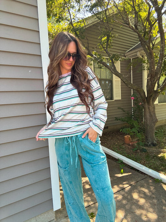 Oversized Striped Long Sleeve Top